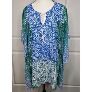 La Blanca Womens Swim Cover Up Tunic Size Medium Mandala Tropical